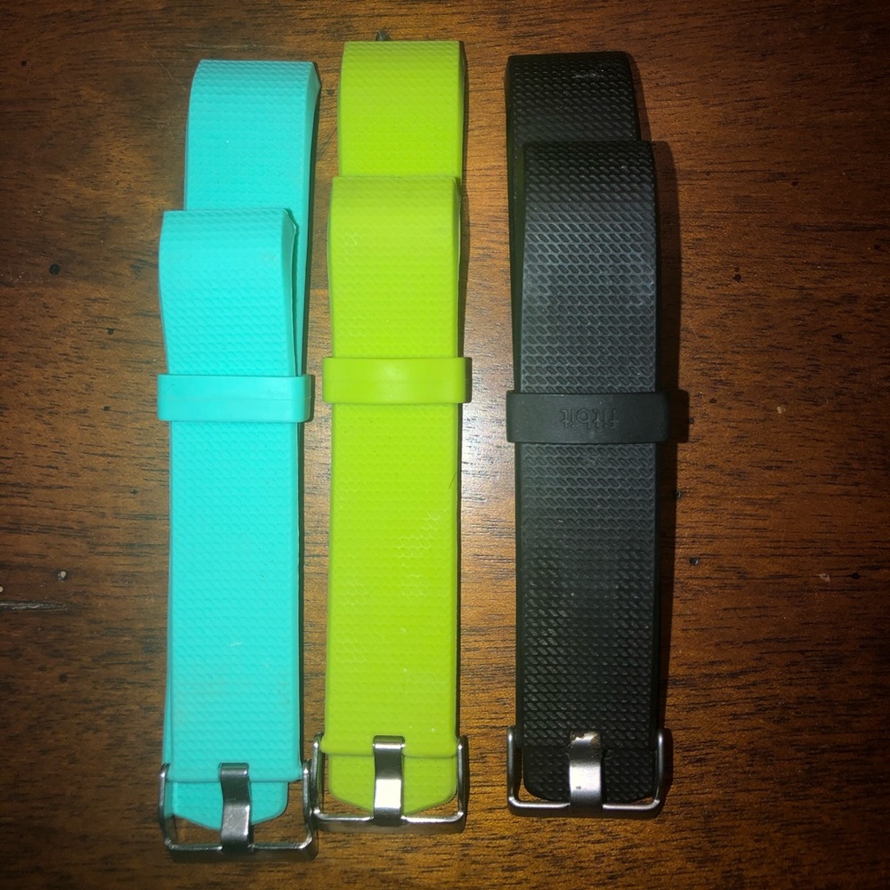 Fit Bit Charge 3. Teal, Green, and Black bundle